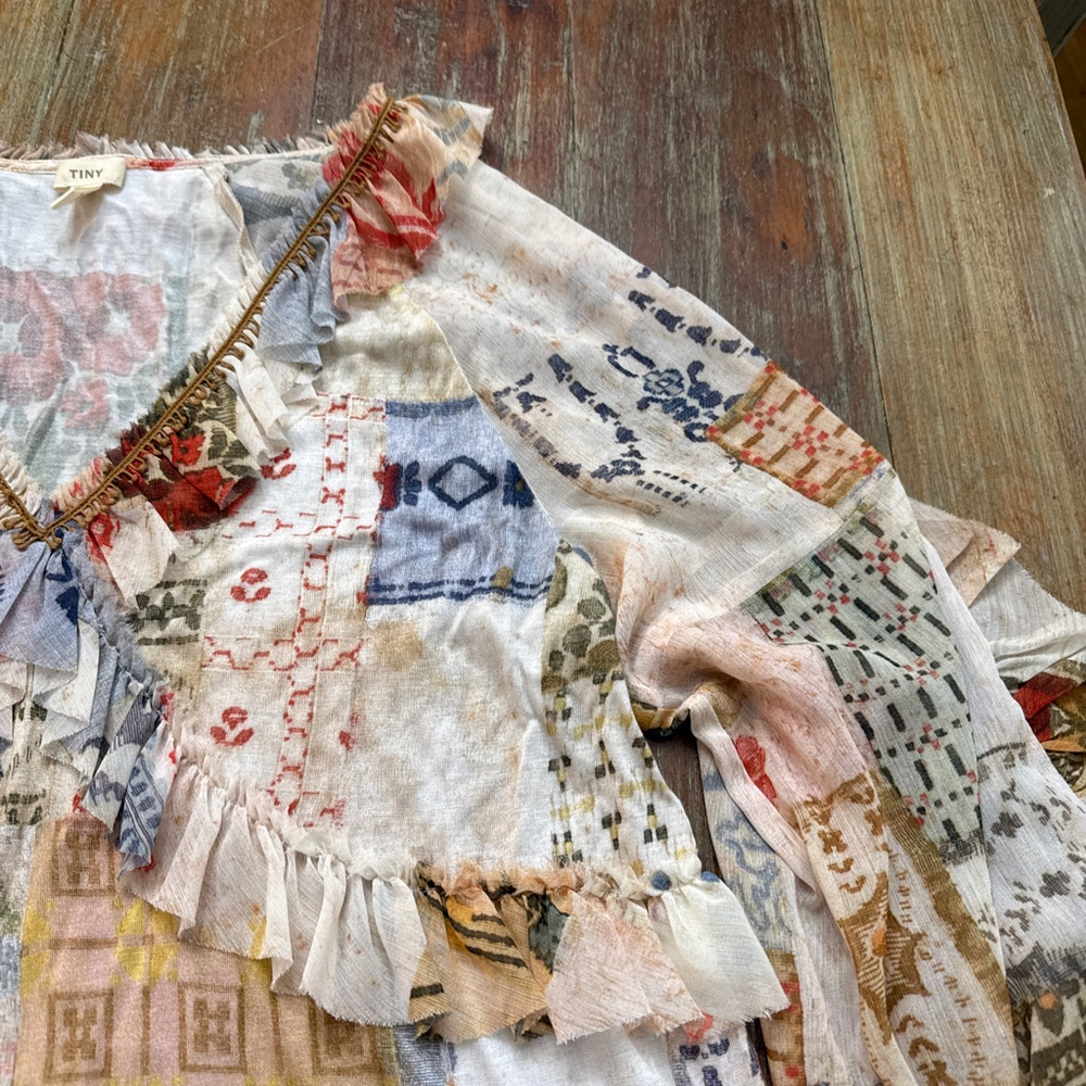 Anthropologie TINY Patchwork Boho Blouse - Ruffle… - image 5